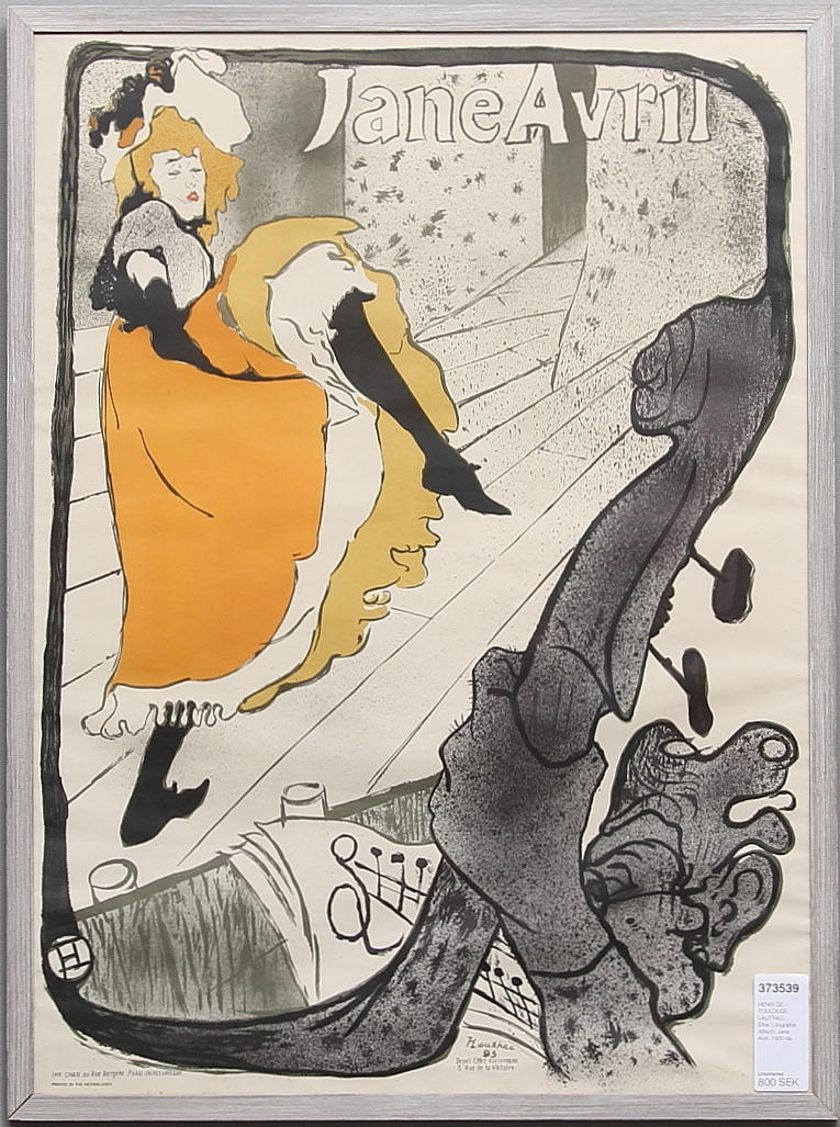 HENRI DE TOULOUSE-LAUTREC. EFTER. Litografisk Affisch, Jane Avril, 1900-tal.