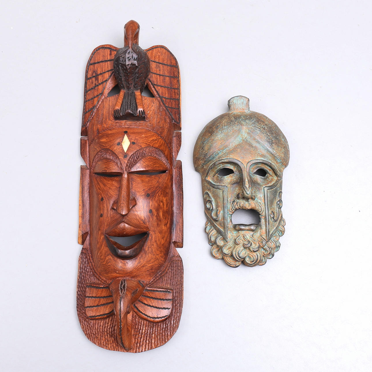 MASKER, gips/trä, grekisk samt afrikansk.