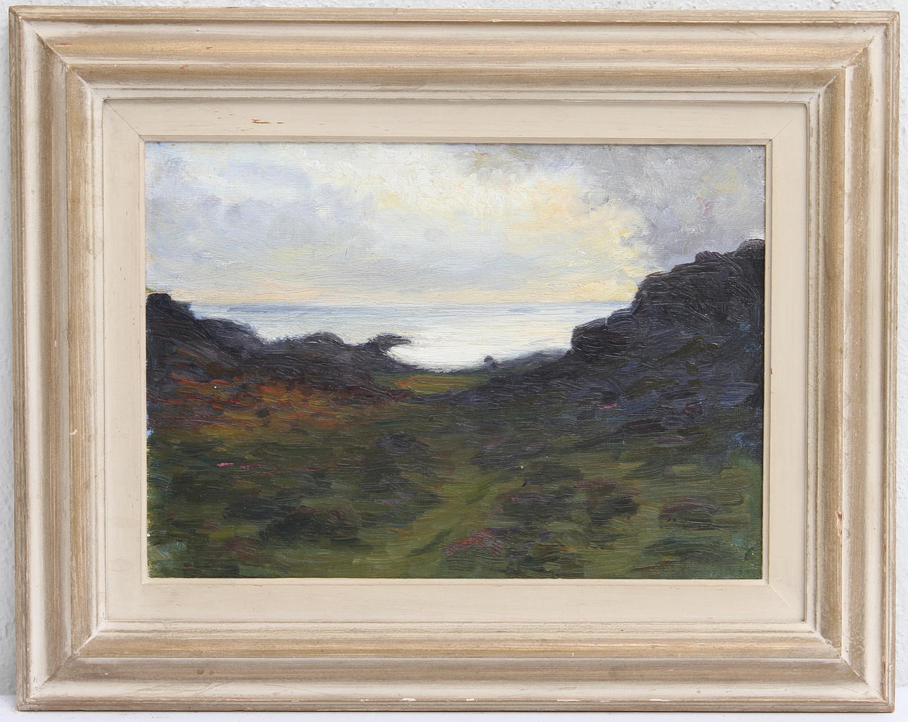 ROBERT THEGERSTRÖM. Olja på duk. "Hallands kust, Släp, 1918". Otydligt signerad.