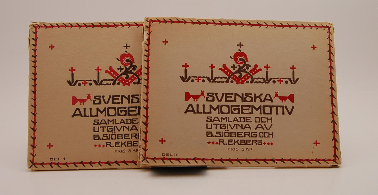 SJÖBERG, G. & EKBERG, R. Svenska Allmogemotiv, två mappar med mönsterbilder.
