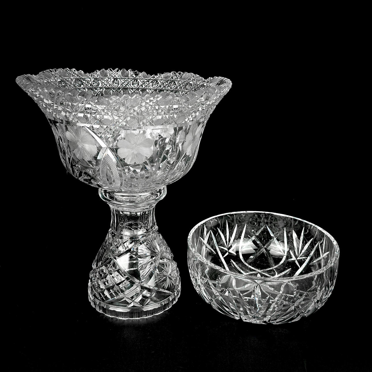 TWO CUT CRYSTAL ITEMS.
