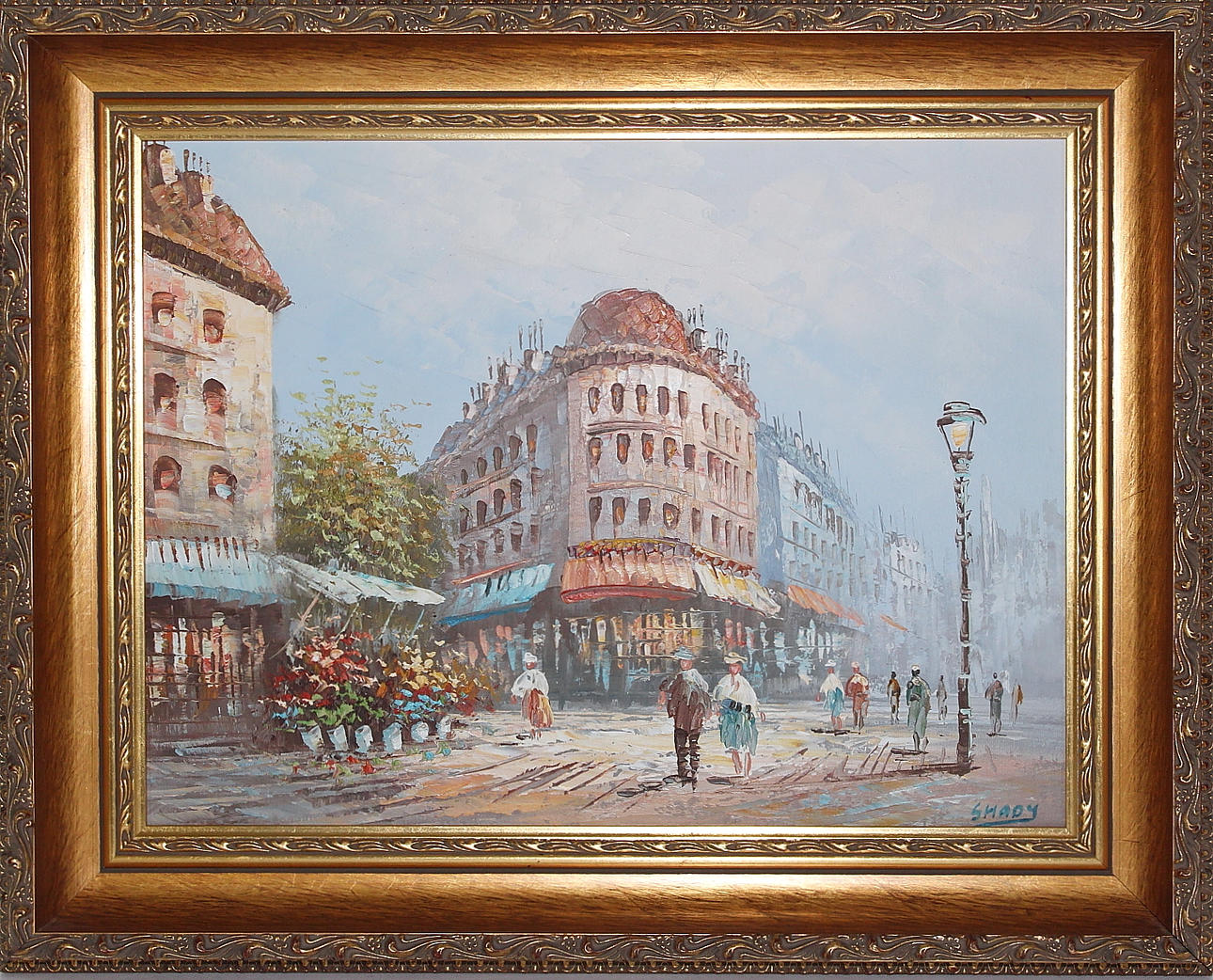 OIDENTIFIERAD KONSTNÄR. olja på duk, "gatumotiv" signerad Shady.