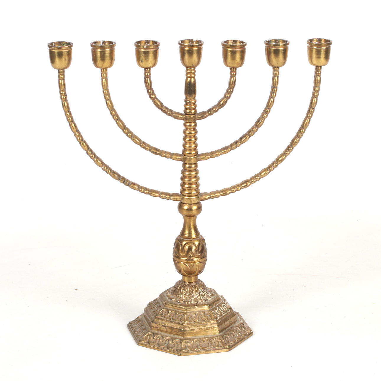 A 20th century brass menorah.