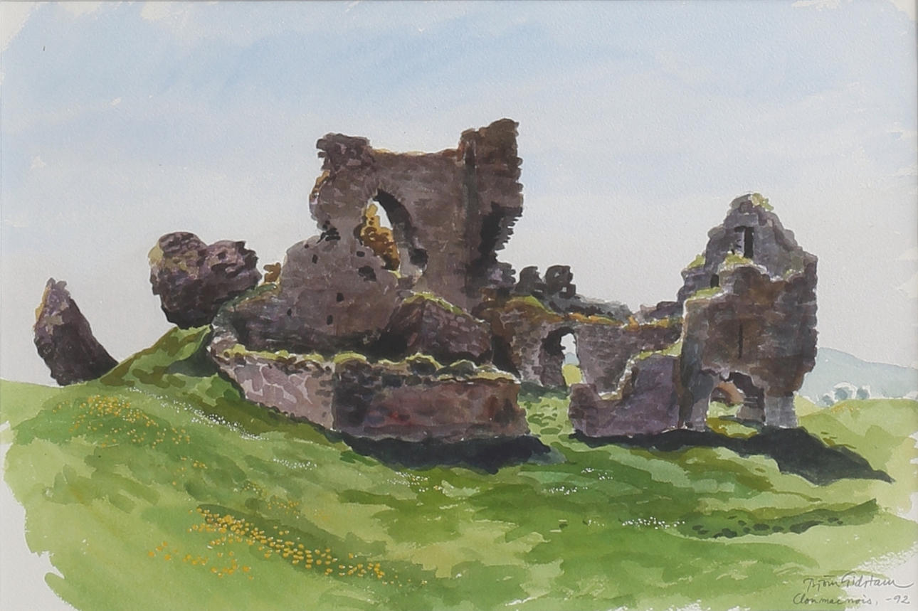 BJÖRN GIDSTAM. "Clonmacnoise". Akvarell, signerad och daterad -92.