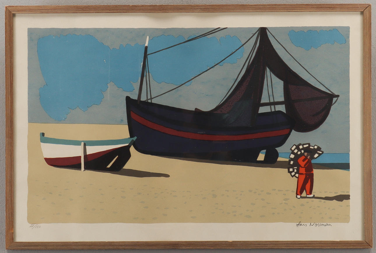 LARS NORRMAN. Båtar på stranden.