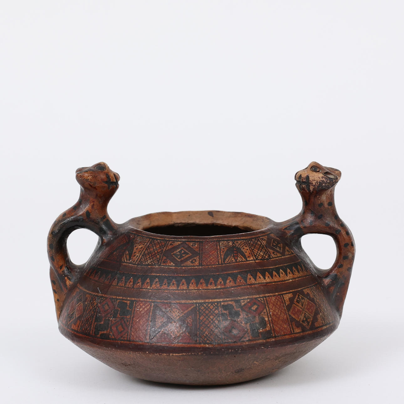 A vase, painted earthenware, Inca style probably 20th century.