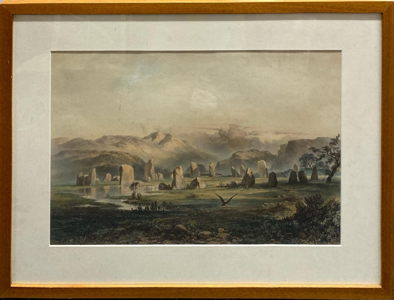 FRAMED ENGRAVING ENTITLED 'DRUID CIRCLE'.