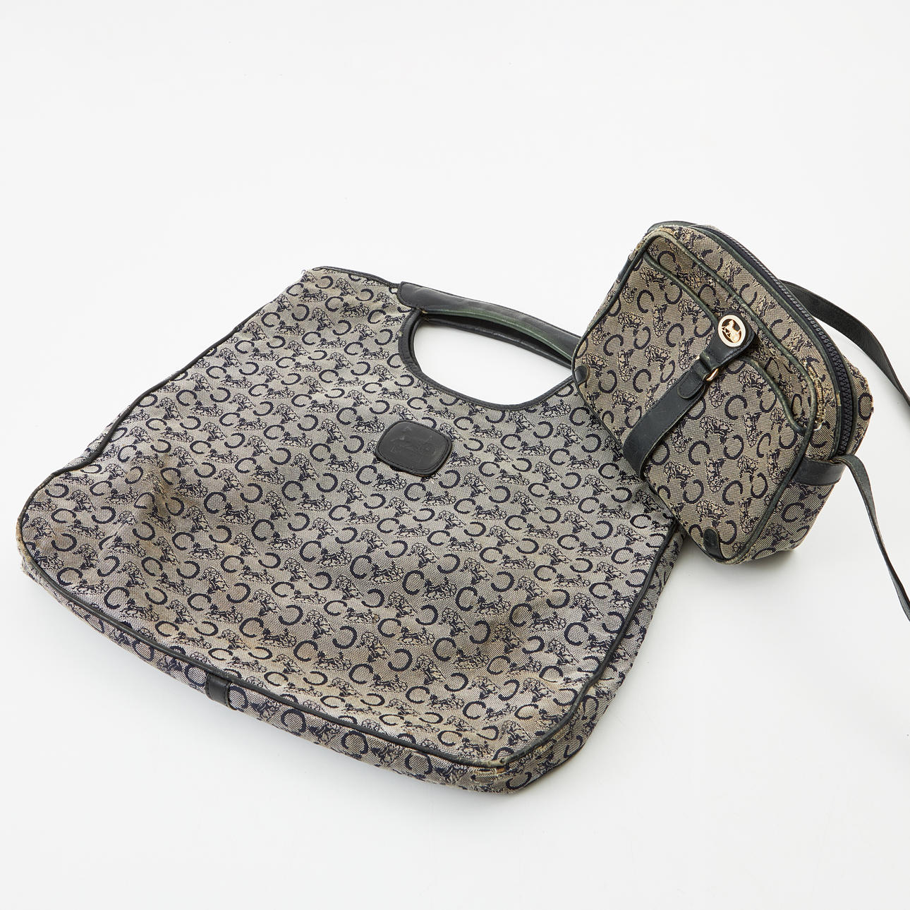 CELINE, (2), shoulder bag and tote bag, monogram canvas, leather 