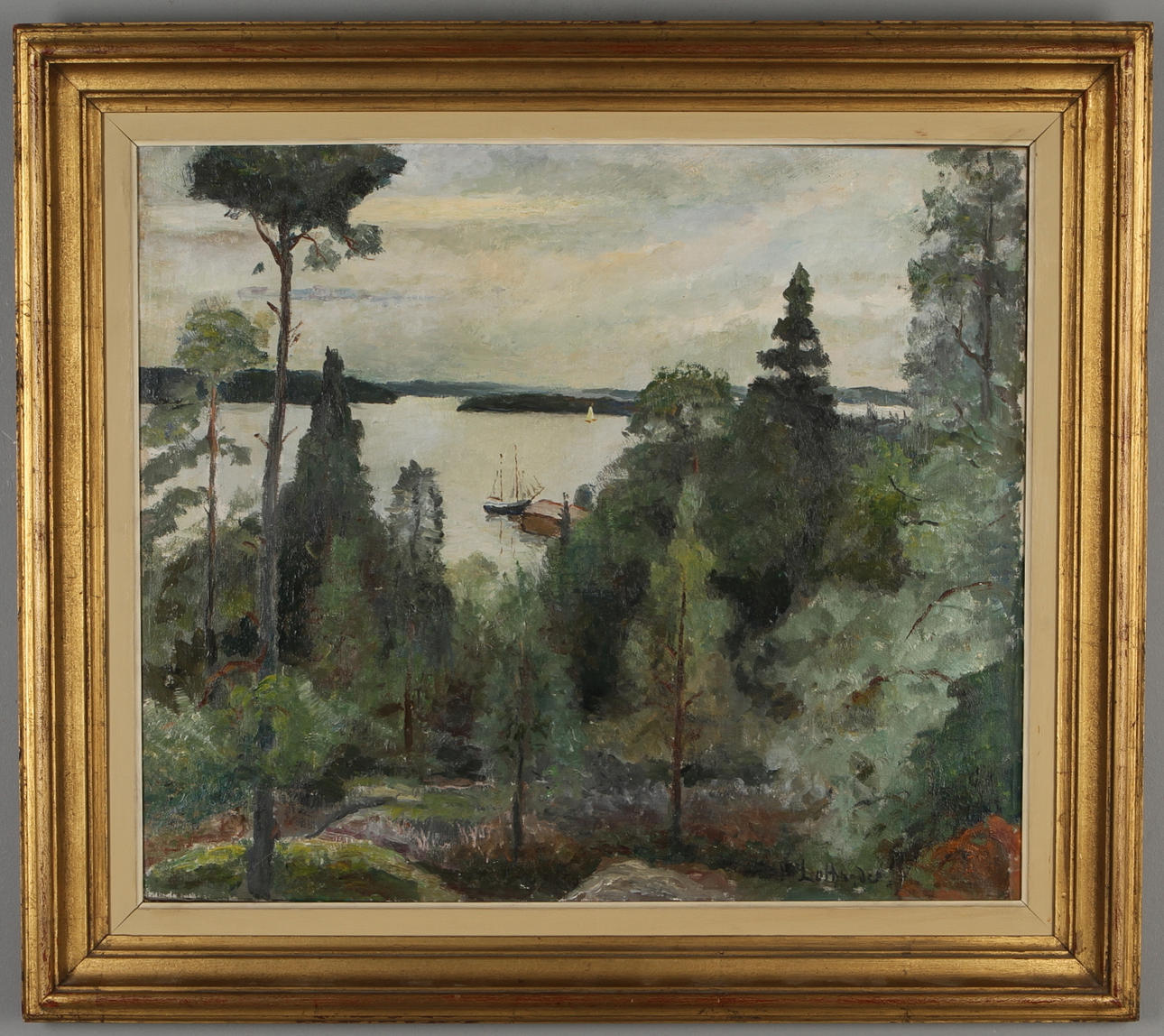 CARL LUTHANDER. Kustlandskap, olja på duk, signerad.