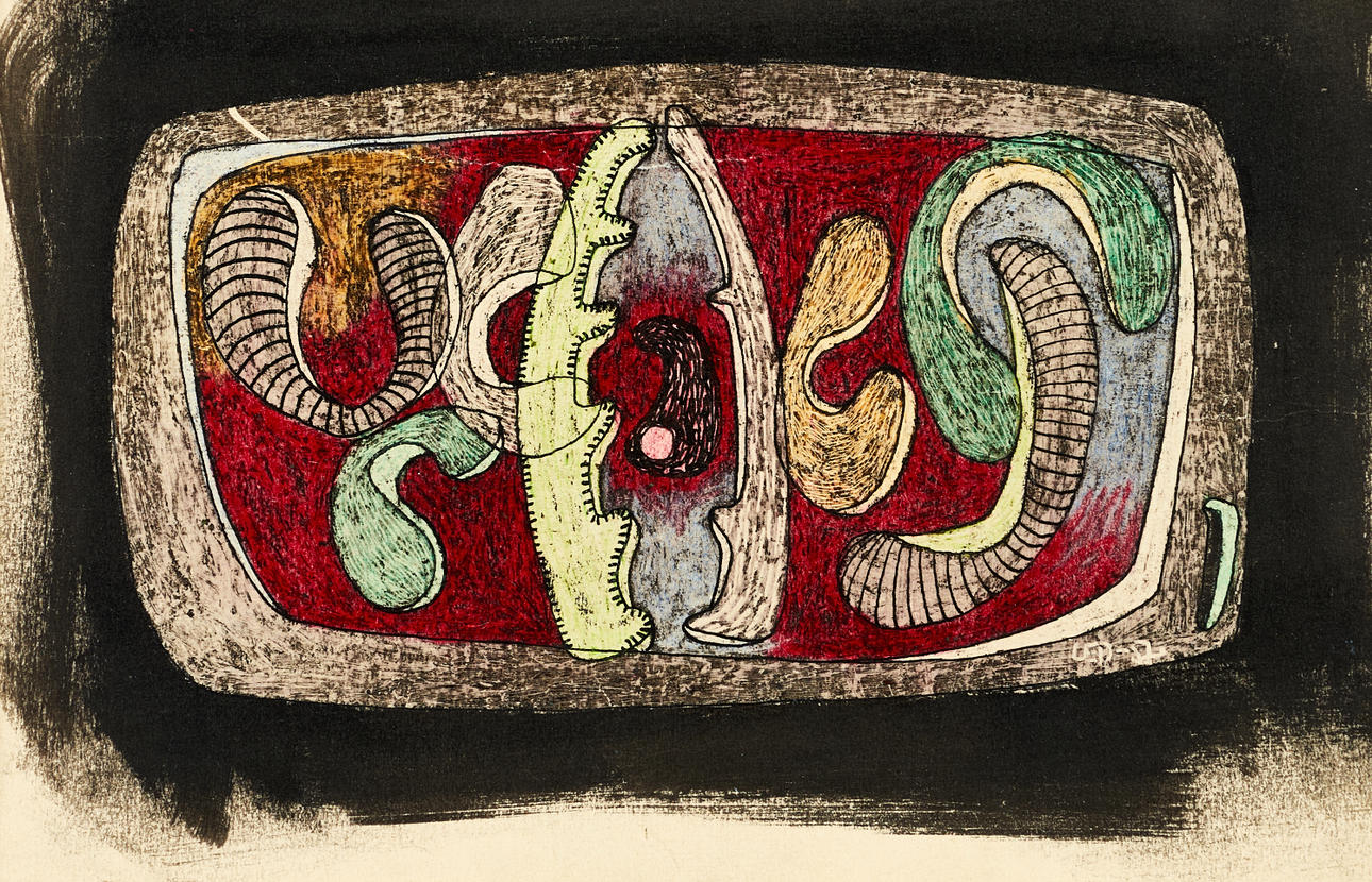 LARS ENGLUND (Sweden, born 1933), Composition No 11, monogram signed and dated LED 57, mixed media.