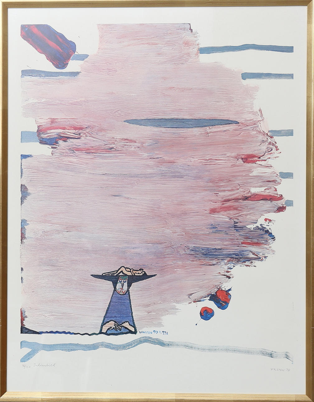 HANS VIKSTEN. Indianbild, offsettryck nr 96/150, signerad Viksten och daterad -78.