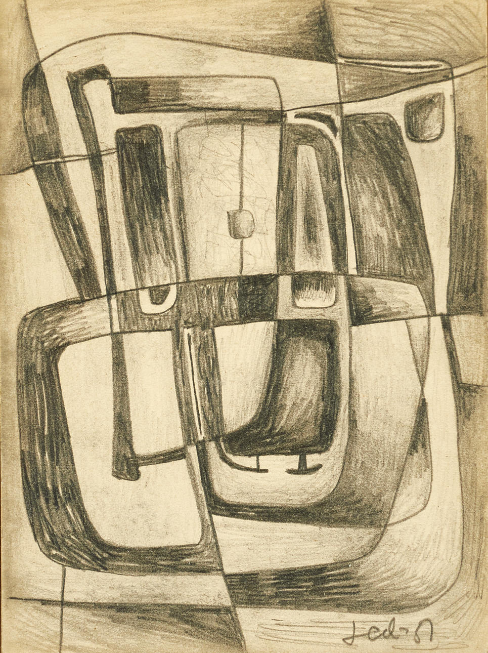 LARS ENGLUND (Sweden, born 1933), Composition No 3, monogram signed and dated 51, pencil.