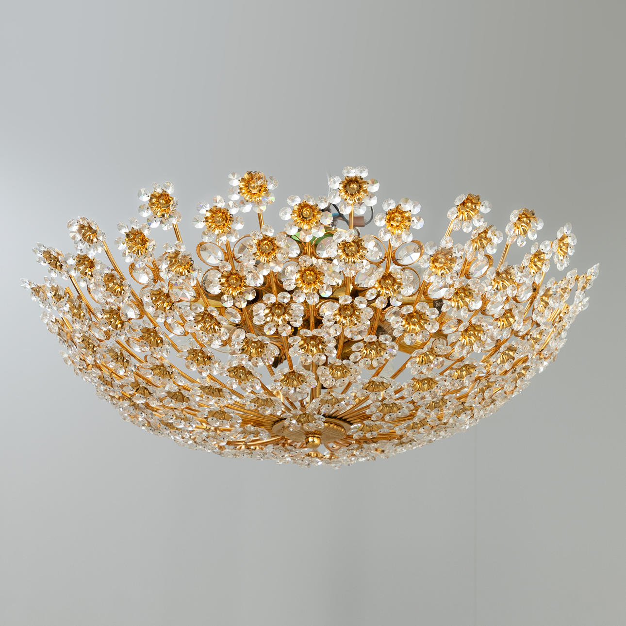 Palwa, large ceiling lamp, brass & glass.