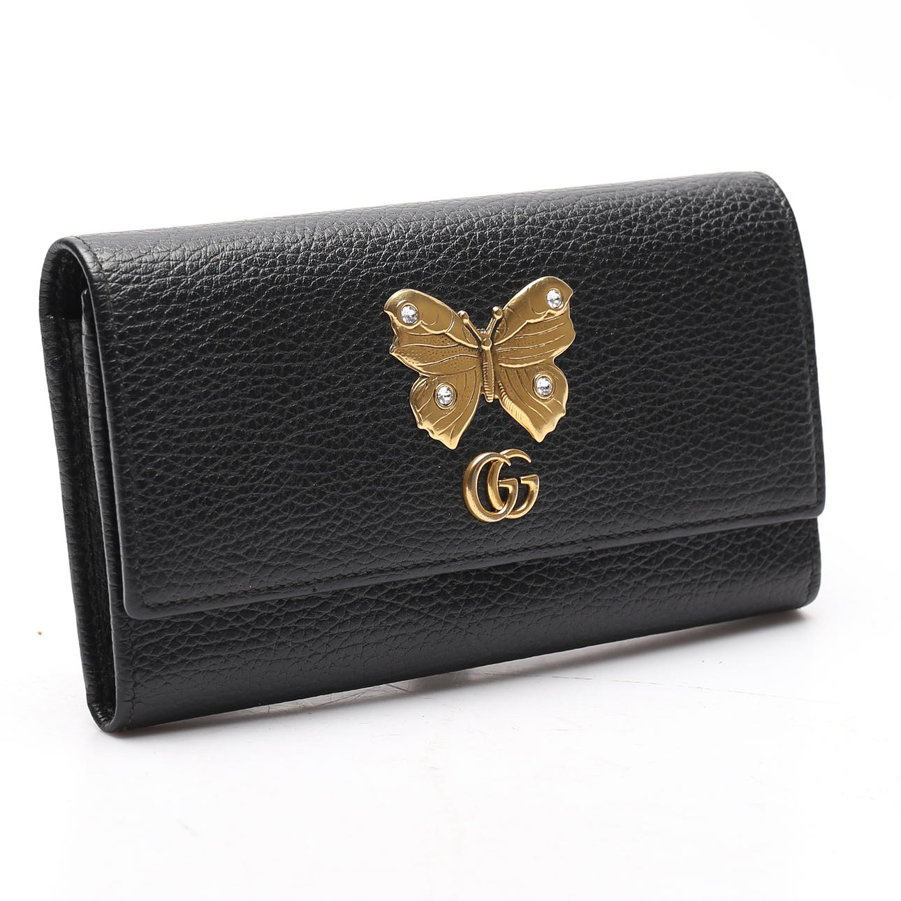 GUCCI, Continental Wallet, black, Gucci Butterfly.