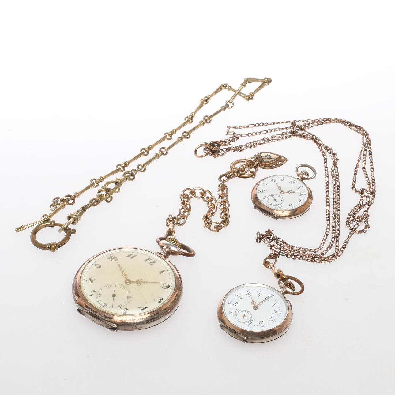 FICKUR, 3 st, bland annat Solid, boetter av silver. 1800/1900-tal.