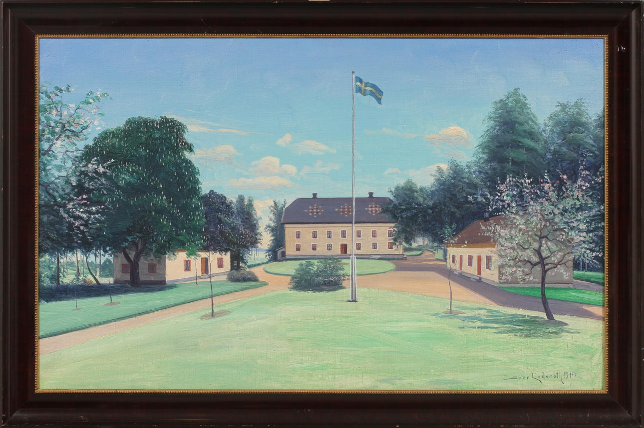 SVEN LINDEROTH. Herrgård, olja på duk, signerad och daterad 1919.