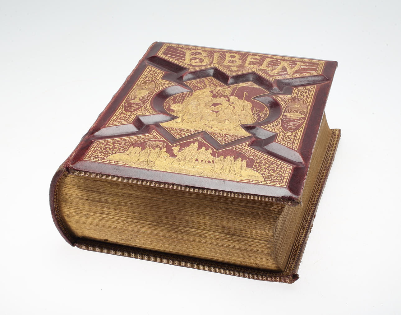 BIBEL, "Den Heliga Skrift", "Sjelf-förklarande svensk Bibel", med illustrationer av bl av Gustave Doré och med anmärkningar av H M Melin, USA 1889.