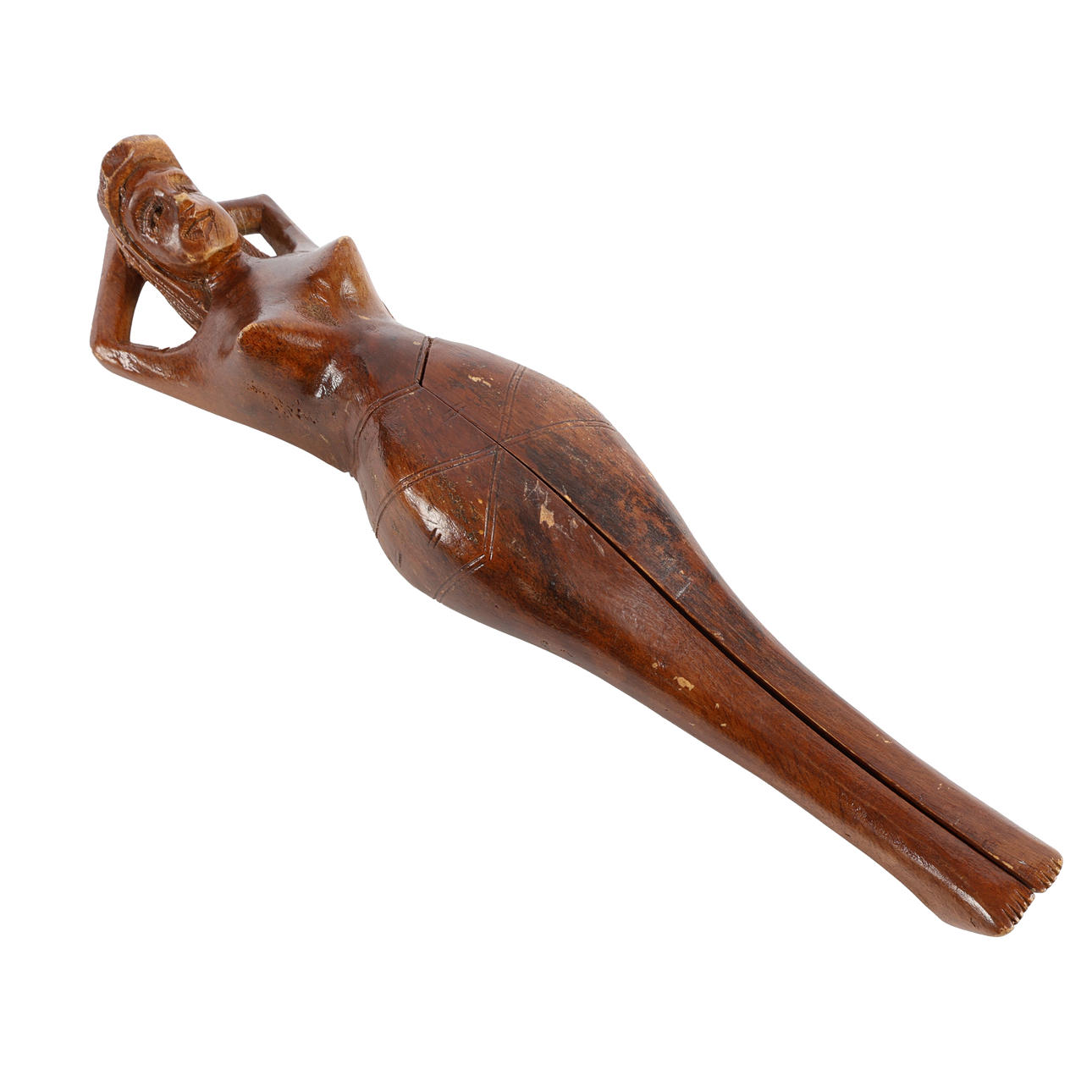 VINTAGE CARVED WOODEN NOVELTY NUTCRACKER.