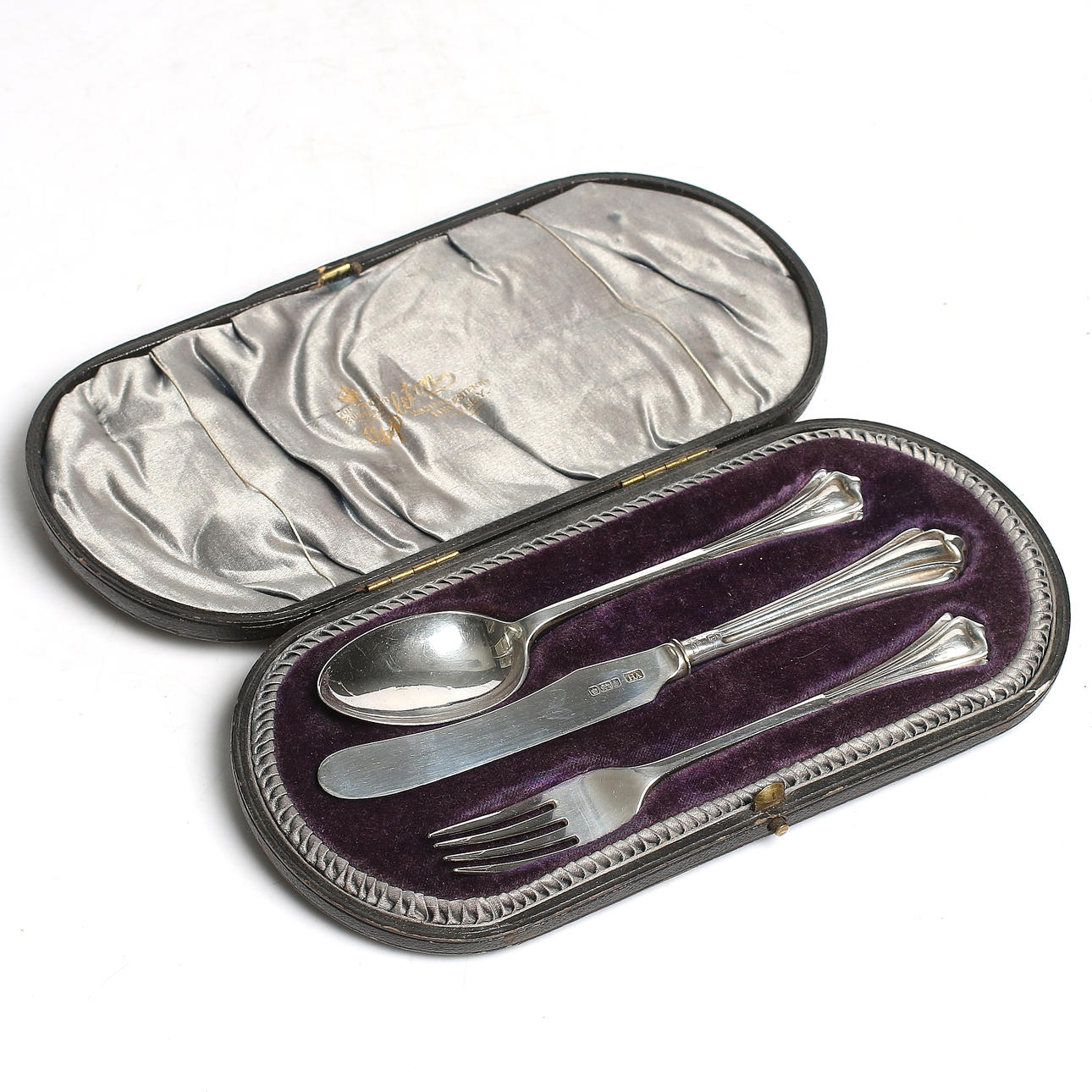 BESTICK, 3 delar, resebestick. Silver, märkt HA, Manchester England 1903.