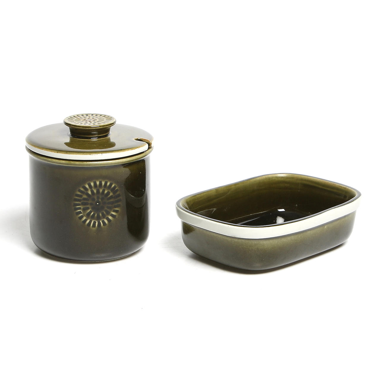 MARMELADBURK och FORM, stengods, "Vardag", Karin Björquist, Gustavsberg. 1900-talets andra hälft.