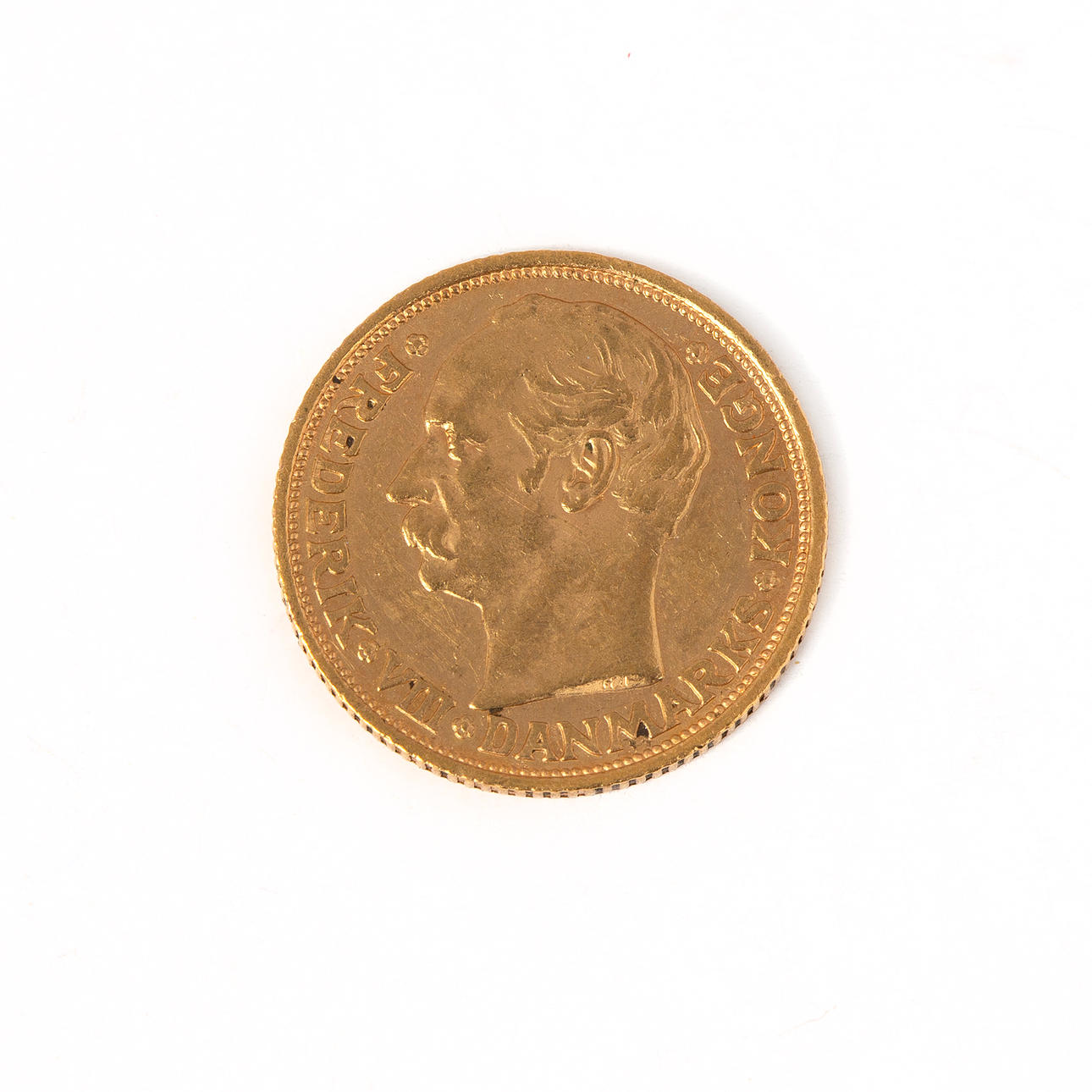 Mønt, 10 kr., Frederik VIII af Danmark, 18K guld, 1908.