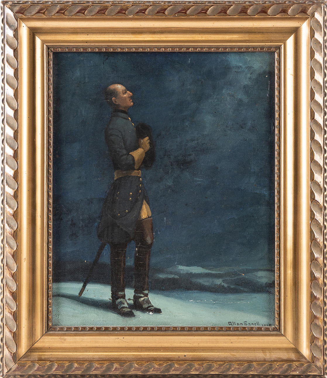 ALLAN EGNELL. Charles XII portrait, oil on canvas, signed.