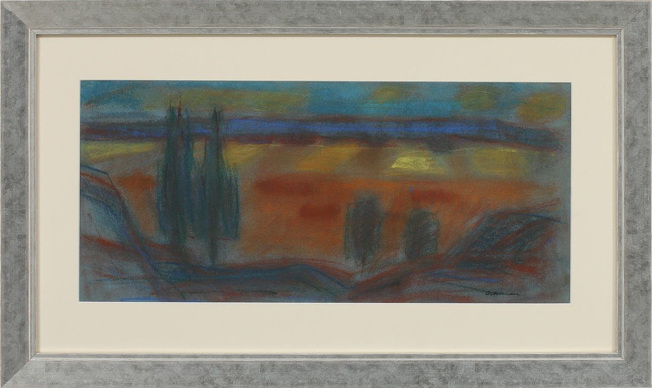 ELVINE OSTERMAN. Landskap, pastell, signerad.