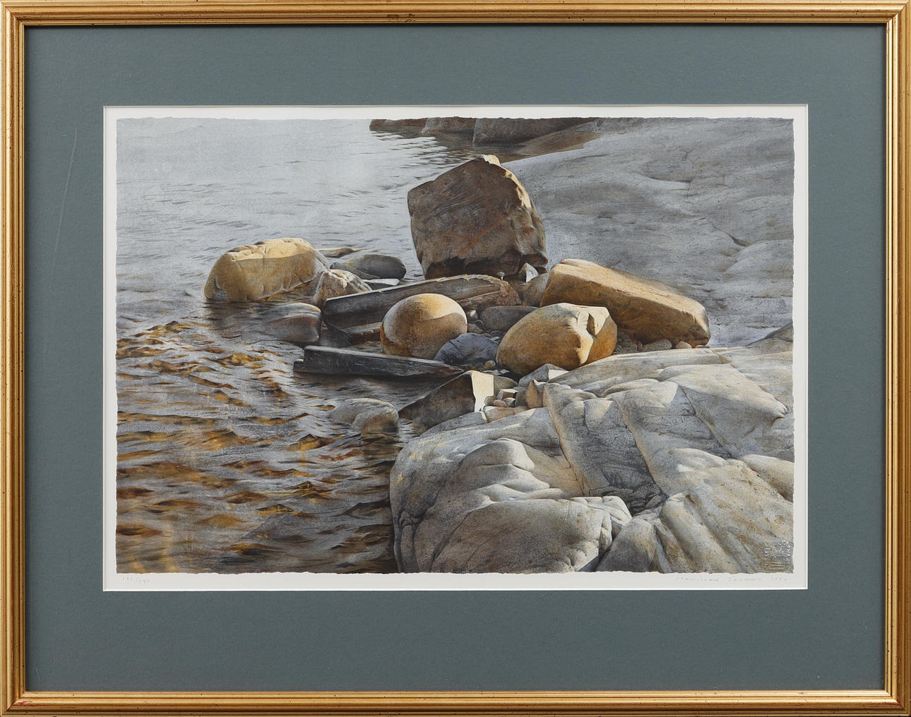 STANISLAW ZOLADZ. Coastal picture, lithograph in colours, signed, numbered 171/290. Dated 1994.