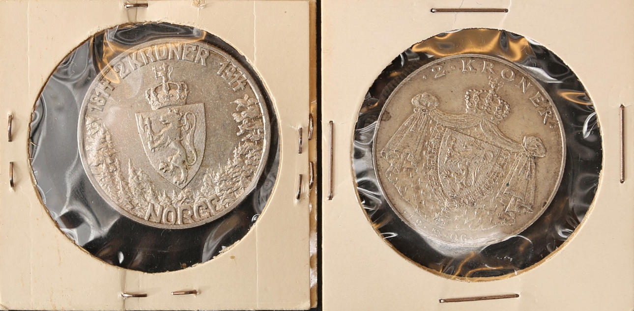 MYNT, tvåkronor, silver, Norge, 2 stycken.