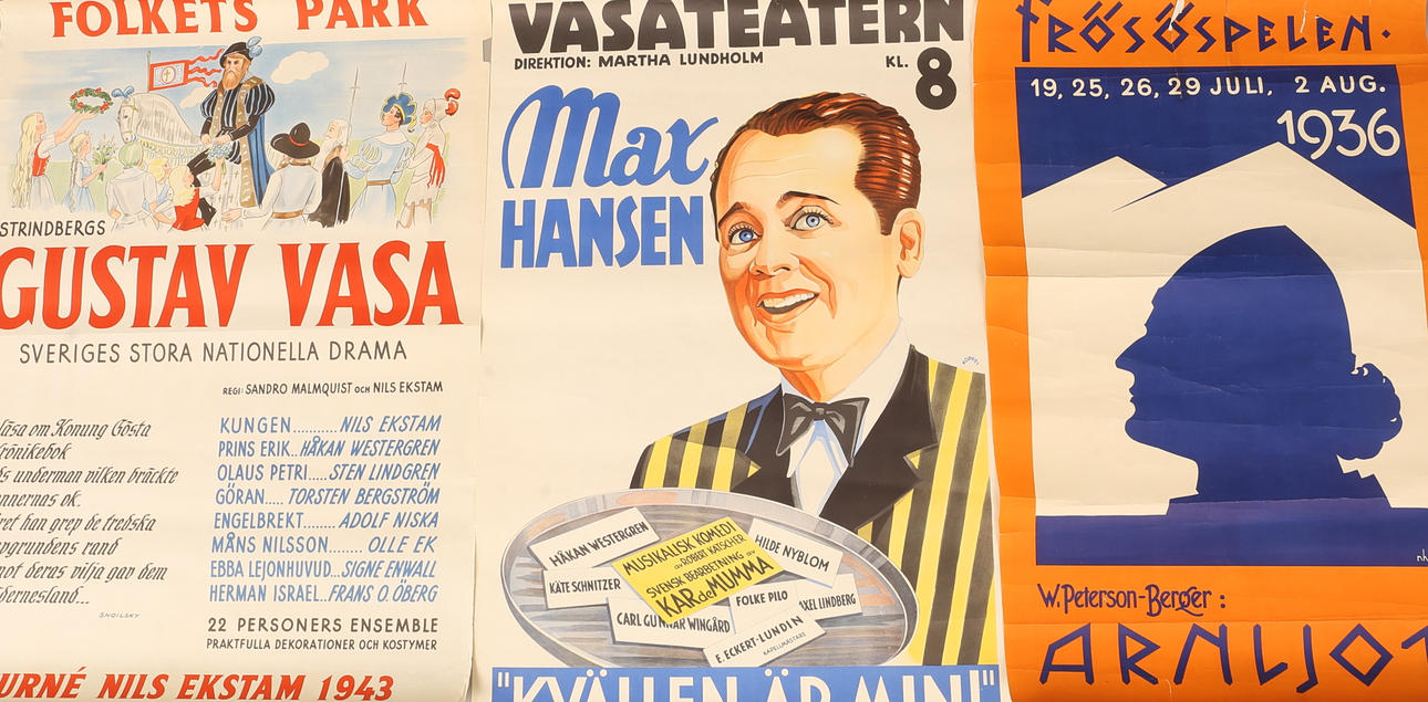 TEATERAFFISCHER, 3 stycken, bl a Vasateatern.