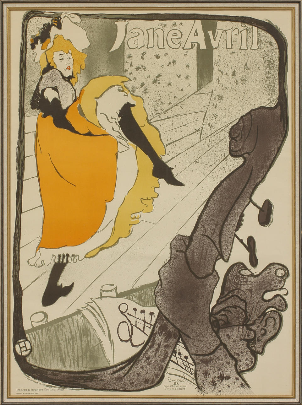 AFFISCH, "Jane Avril". Litografiskt tryck efter Henri de Toulouse Lautrec.