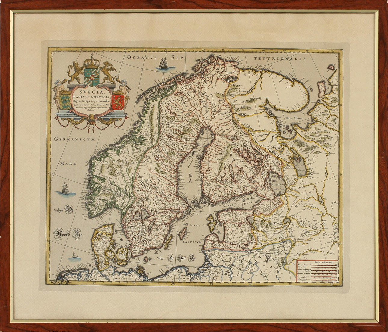 KARTA, inramad, Svecia, Dania, Et Norvegia.