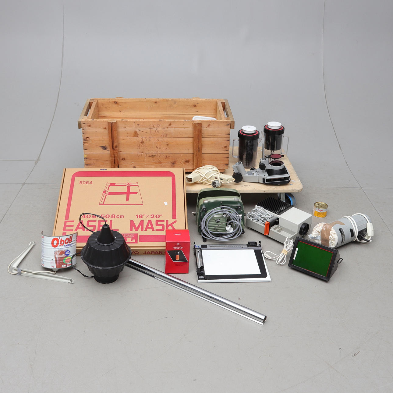 A 20th century darkroom set.