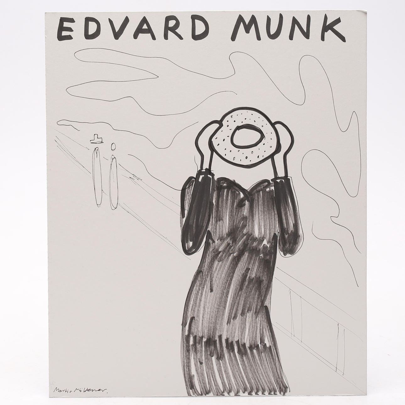 MARTIN MÖLDENER. “Edvard Munk”, ink on passepartout, signed and dated.