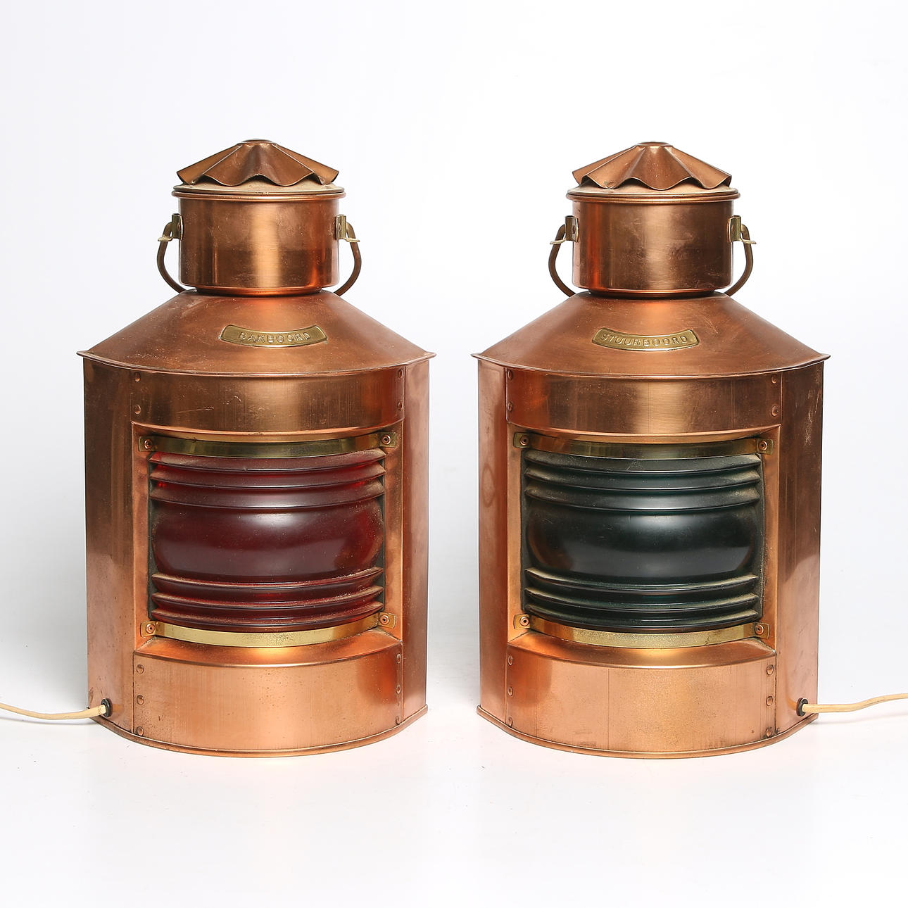 LYKTOR/LANTERNOR, ett par, Bakboord, Stuurboord. Holland. 1900-tal.