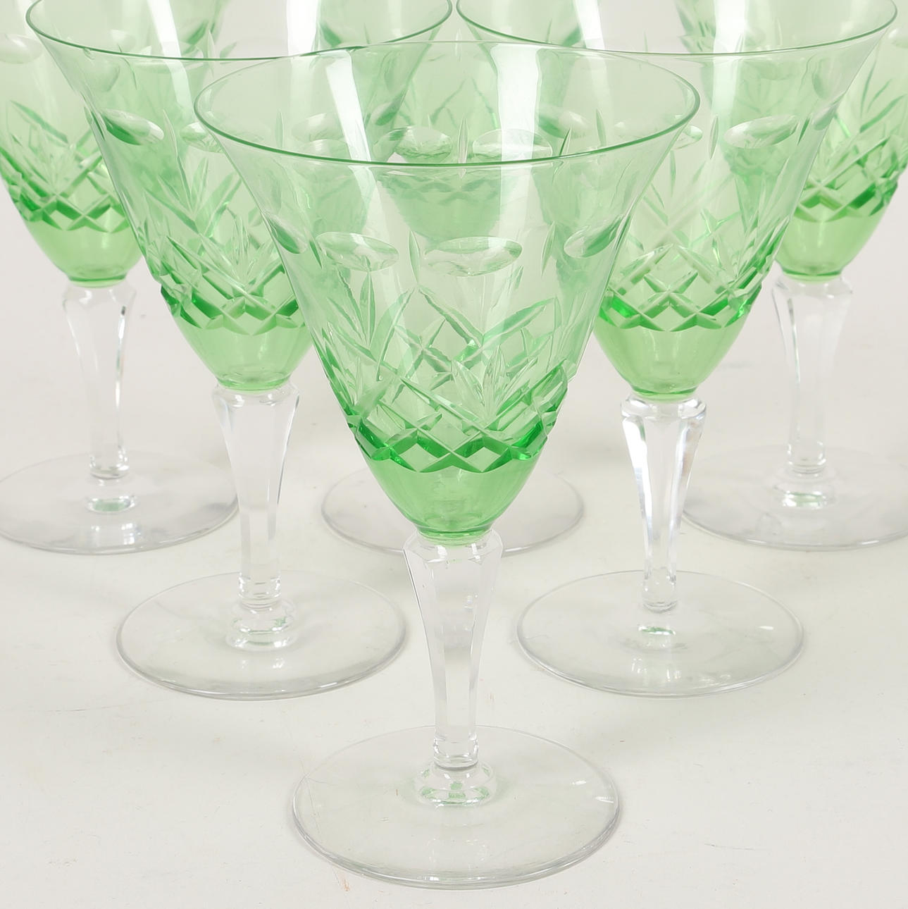 VINGLAS, 6 st, uranglas, 1900-tal.