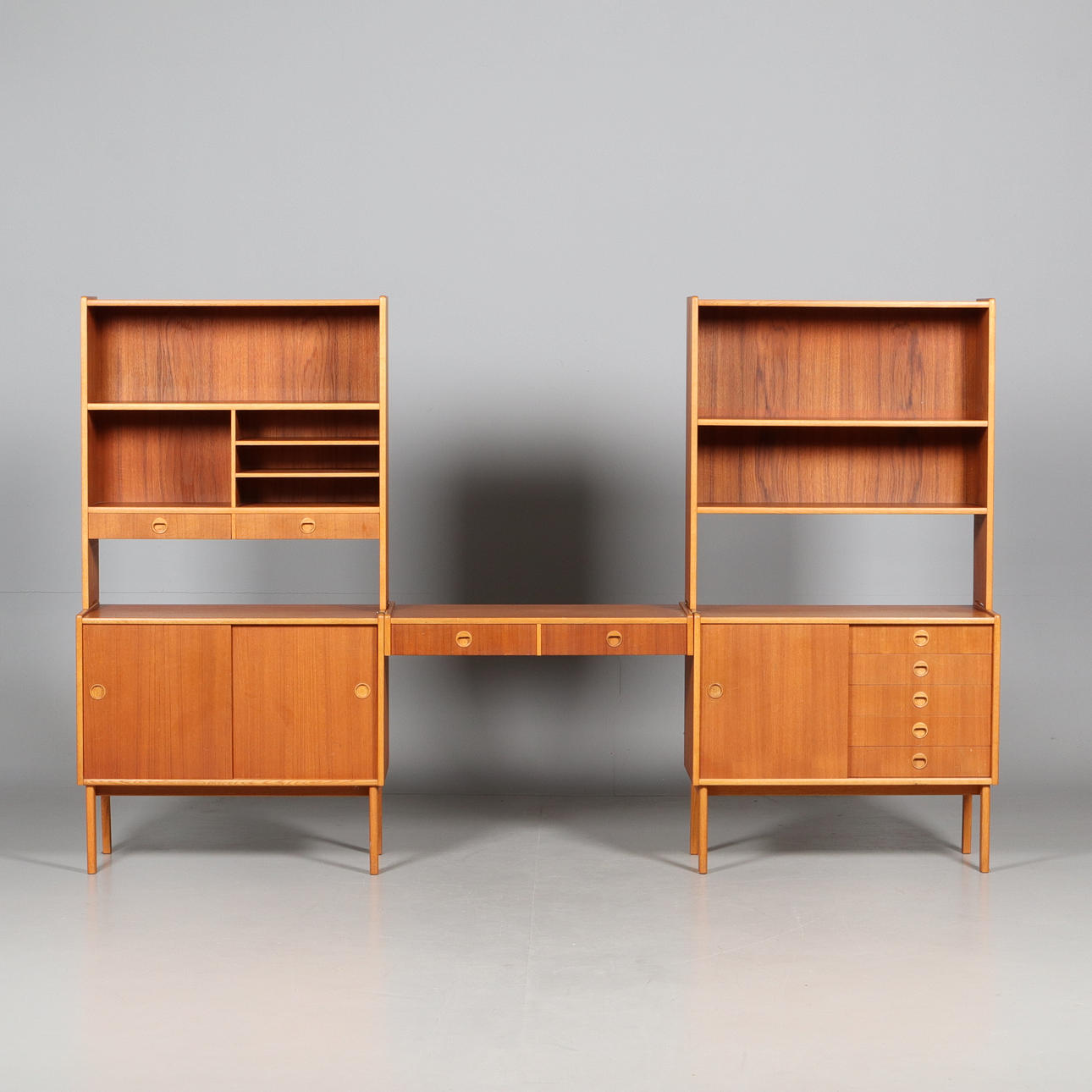 Shelving system with desk part, 1950/1060s.