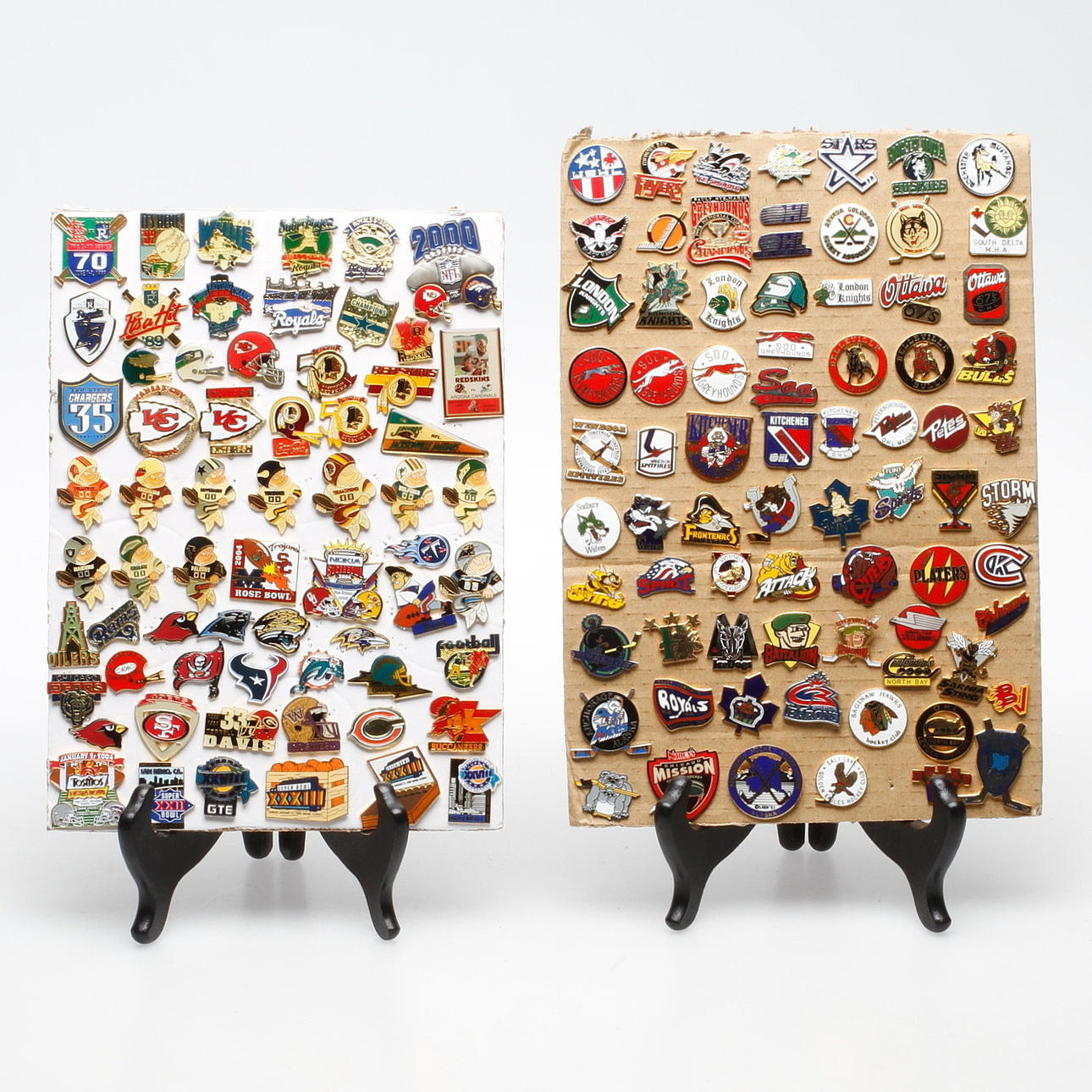 PINS, ca. 120 st, bland annat amerikanska sportklubbar, 1900-tal.