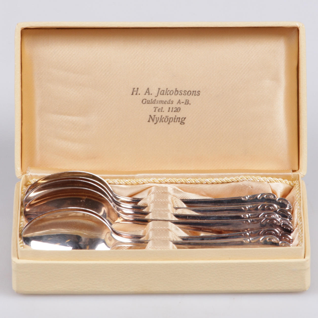 KAFFESKEDAR, 6 st. Silver, "Haga", JLH, 1900-tal.