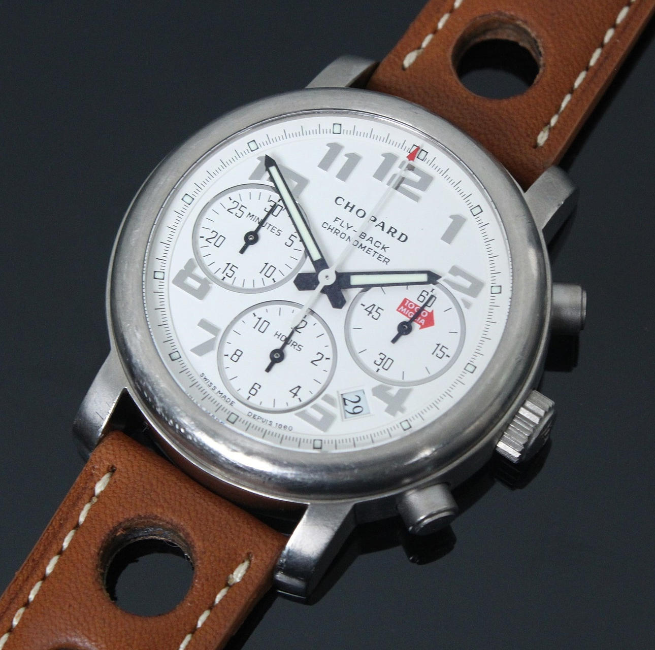 CHOPARD. Mille Miglia wristwatch, Jacky Ickx Edition, automatic (flyback chrono), titanium, limited, 967/1000.