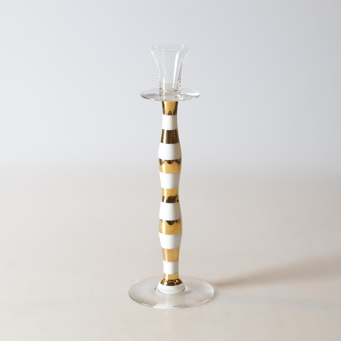 ANNE NILSSON. candlestick, glass, “Celeste”, Orrefors.