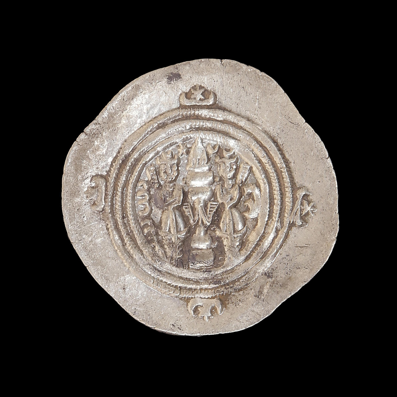 ARAB SASANIAN SILVERMYNT, CA 630-680 AD.