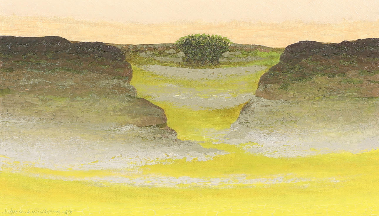JOHN G LUNDBERG. oil on canvas, “Vegetation”, signed, dated -69.