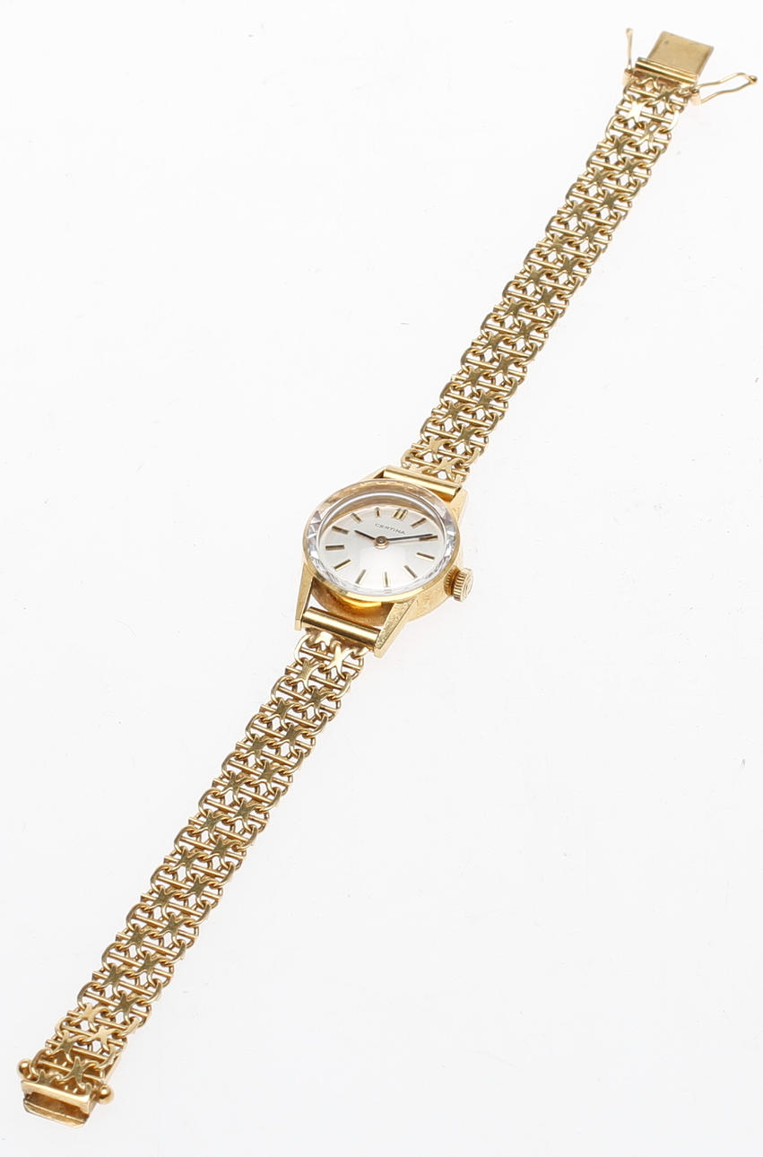 DAMARMBANDSUR med ARMBAND, Certina, 18k guld, vikt tot. ca 20 gram.