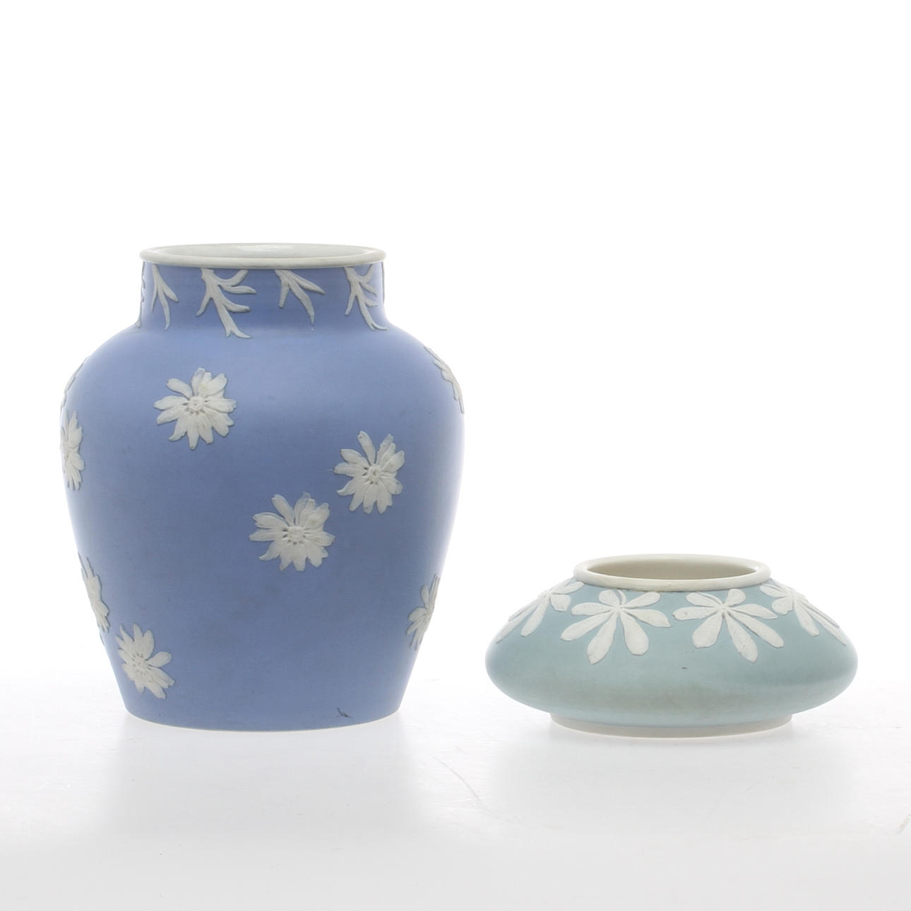 VASER, 2 st, Jasperware, Gustavsberg, omkring sekelskiftet 1900.