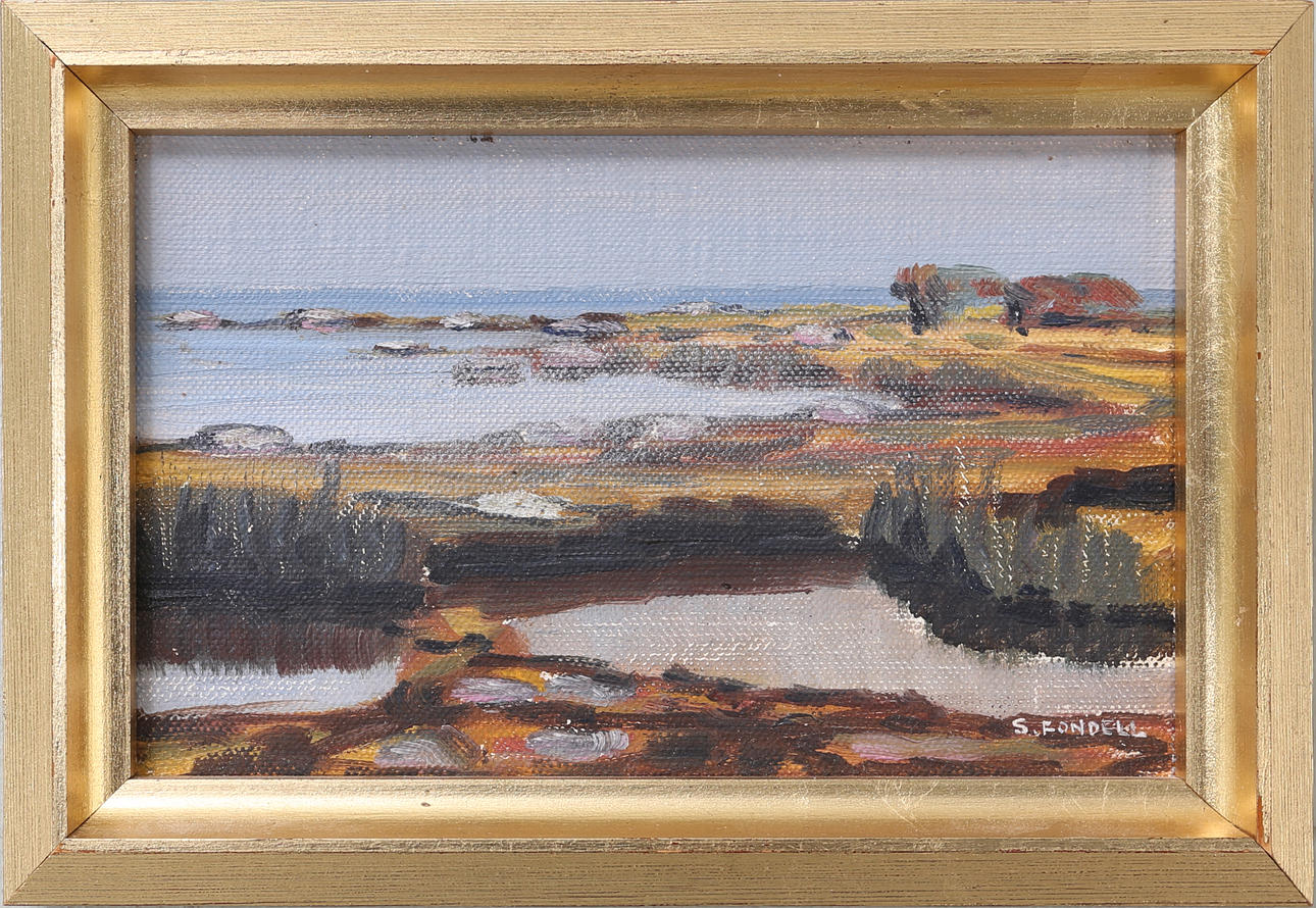 SUNE FONDELL. Strandmotiv, olja på pannå, signerad.