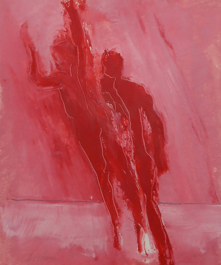 BO THORÉN. oil on paper, figural composition, signed.