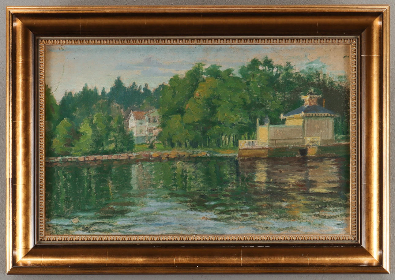 RUDOLF LÖNNE. Landschaft mit Villa.