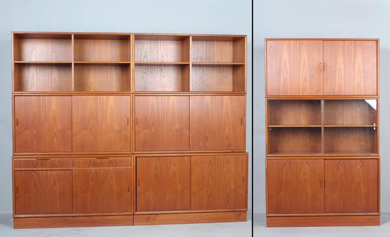 Modulväggsenhet, teak, Danmark, 1960-tal.