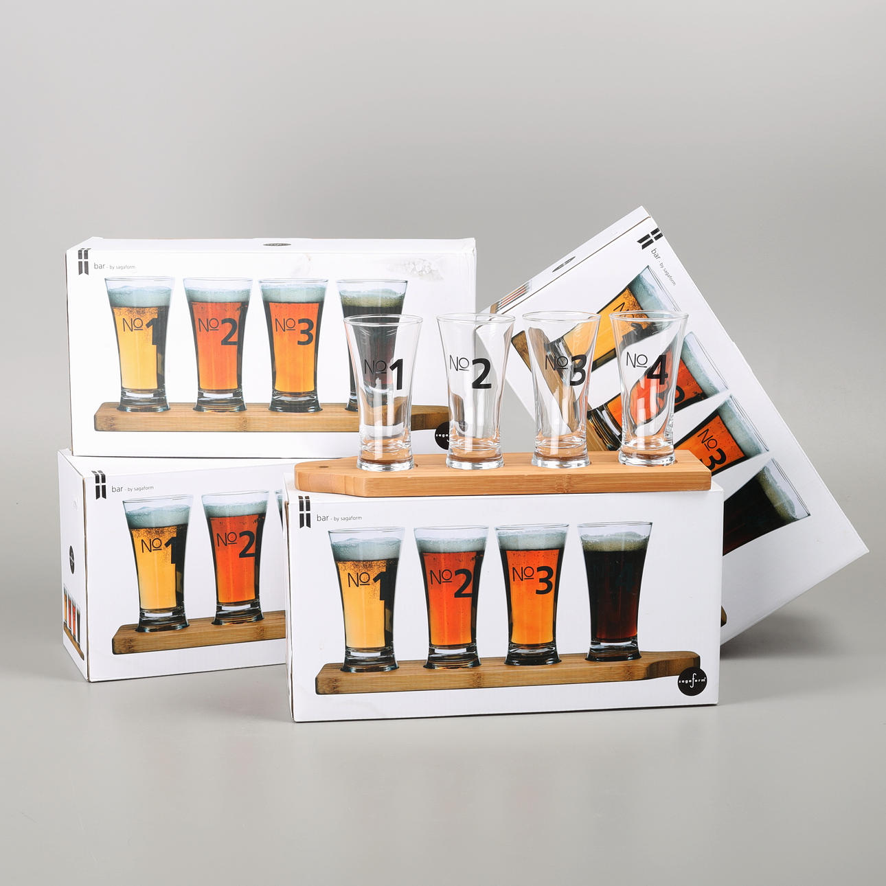 ÖLPROVARGLAS MED BRICKOR, 4 st set, Sagaform, 2000-tal.